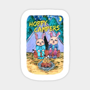 Pink Bunnies Camping, Hoppy Campers Magnet