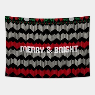 Merry and Bright ugly christmas sweater design Tapestry