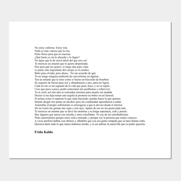 Frida Kahlo Frases Frida Kahlo Affiche Et Impression D Art Teepublic Fr