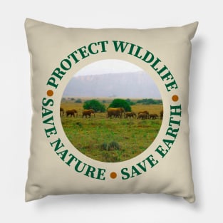 Wildlife Conservation Earth Day Elephants Pillow