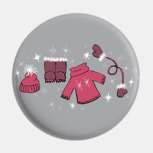 Winter weather snow lover gear cartoon illustration Pin