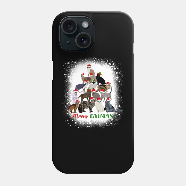 Bleached Merry Catmas Christmas Cat Tree Phone Case by Magazine