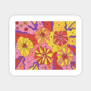Galactic Garden Space Flower Abstract Magnet