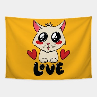 Cute cat love Tapestry