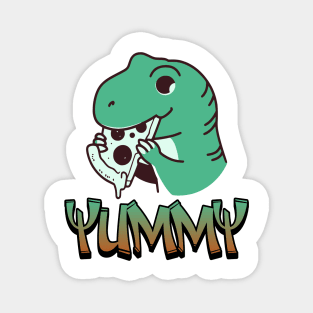 Dinosaur eating Pizza Magnet