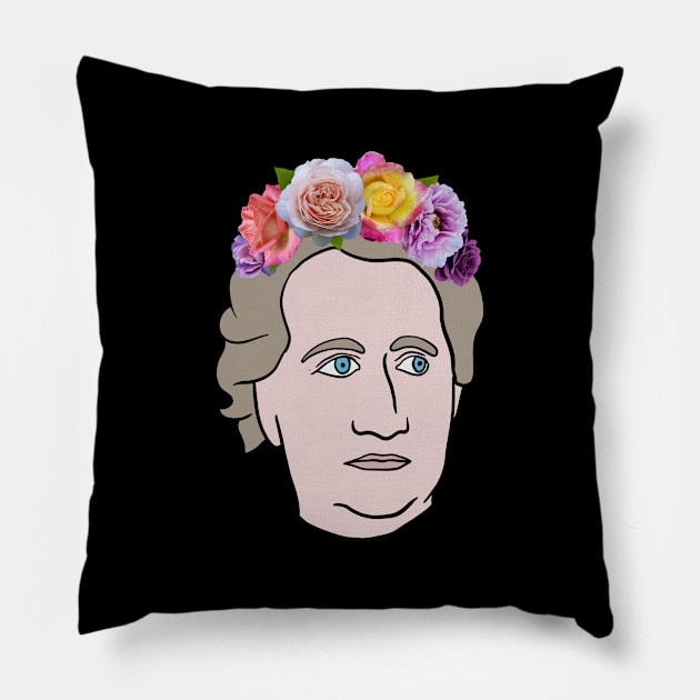 Goethe Portrait With Flower Crown Pillow by isstgeschichte