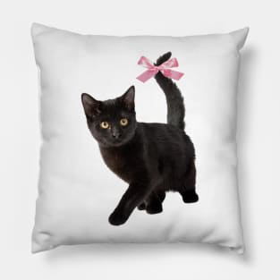 Cat with bow, coquette clothing, 90s Style T-Shirt, Pinterest Aesthetic Clothing, Cat lover Pillow