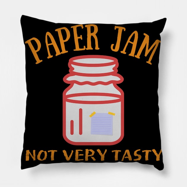 Paper Jam Funny Foodie Office Jokes Pillow by StarWheel