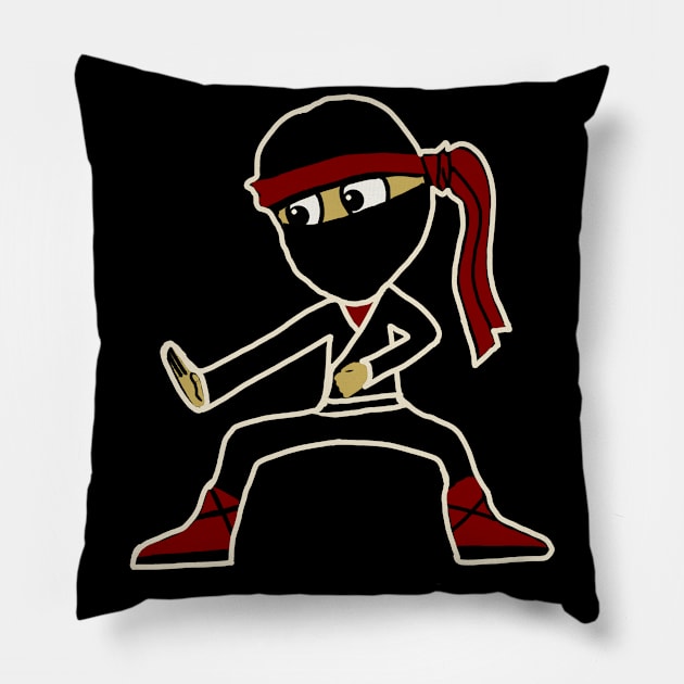 Cute Ninja for Kids Boys Toddler who like Ninjas Pillow by Mewzeek_T