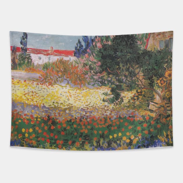 Vincent Van Gogh- Flowering Garden with Path Tapestry by SybaDesign