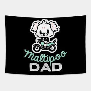 Maltipoo Dad Biker Dog Owner Retro Dog Father Tapestry