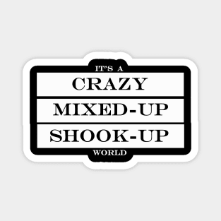 its a crazy mixed up shook up world Magnet