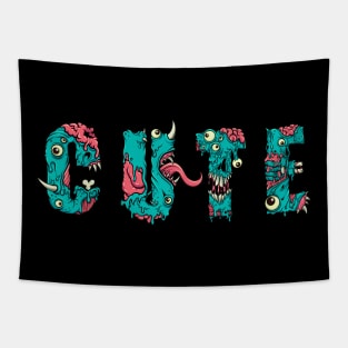 Cute text zombie Tapestry