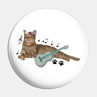 Cat Play Guitar Pin