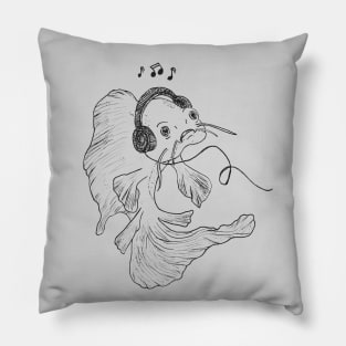 Musical Fish -- musician gift, koi fish lover, headphones Pillow