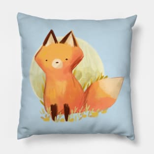 Cute fox sitting drawing Pillow