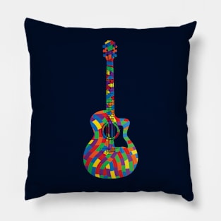 Auditorium Style Acoustic Guitar Colorful Texture Pillow