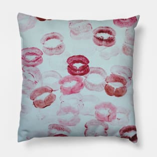 kisses pattern red pink lipstick aesthetic coquette dollette Pillow