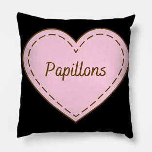 I Love Papillons Simple Heart Design Pillow