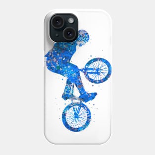 Bmx bike watercolor blue Phone Case