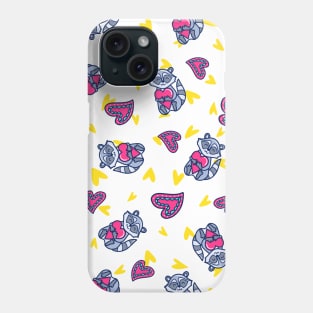 Raccoon & Hearts - Doodle Phone Case