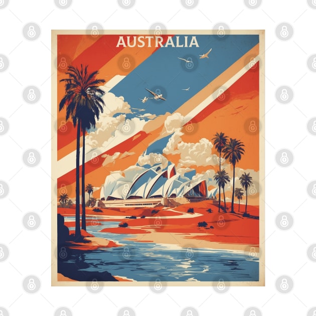 Orange Sydney Opera House Australia Vintage Travel Poster Tourism by TravelersGems