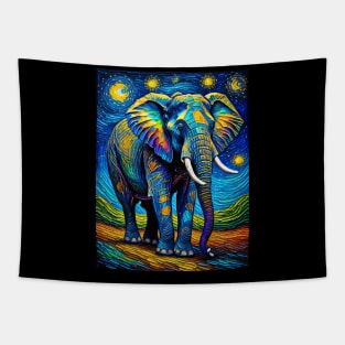 Elephant in starry night Tapestry