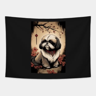 Super Cute Shih Tzu Portrait - Japanese style Tapestry