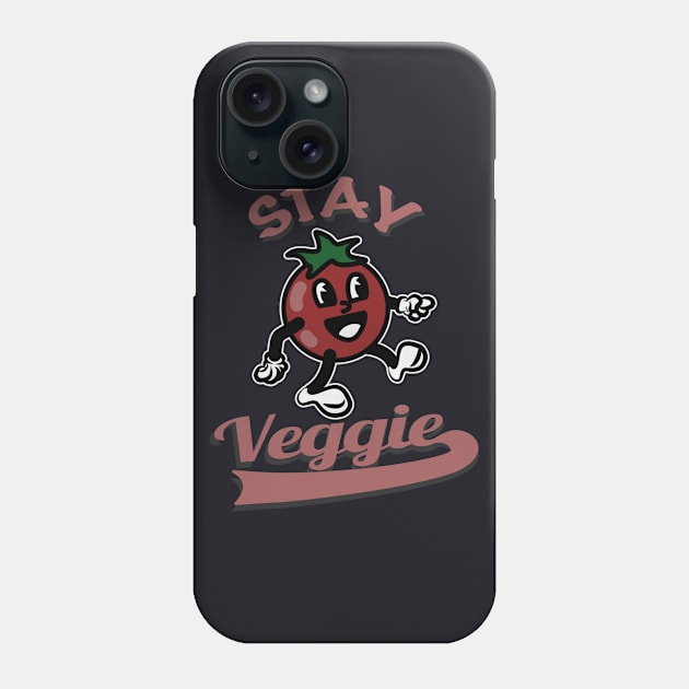 Stay Veggie Tomato retro Cartoon Phone Case by Foxxy Merch