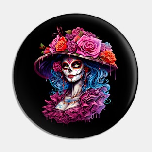 De Los Muertos La Catrina Day of the Dead Sugar Skull Women Pin