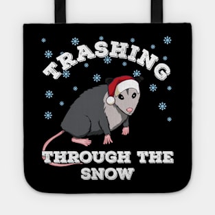 Christmas Opossum trashing through the snow Tote