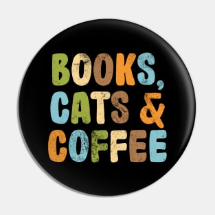 Books, Cats & Coffee Pin