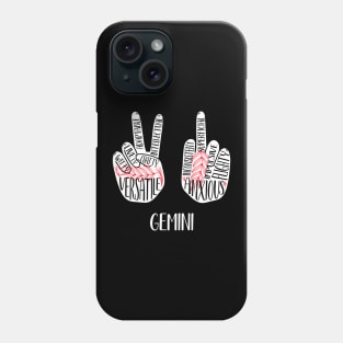 Gemini, Zodiac, June Birthday, Yin Yang, Peace Sign, Middle Finger Phone Case