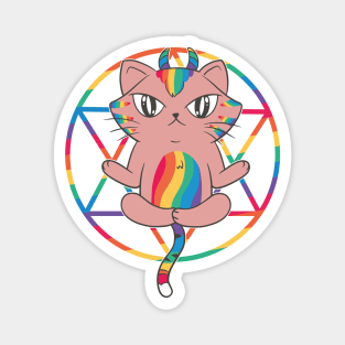 Rainbow Magic: Horned Cat with a Colorful Twist! Magnet