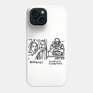 Woman Yelling Mittens at Bernie Sanders Line Drawing Phone Case