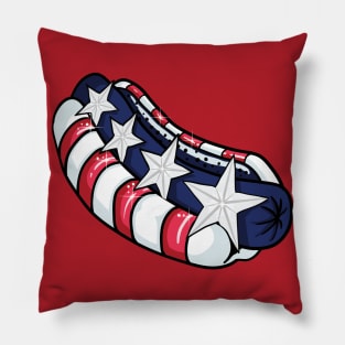 Hot Dog USA Flag Stars Stripes Pillow