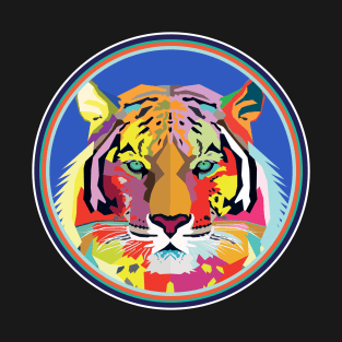 Tiger Shirt Colorful Pop Art Tiger's Head Geometric T-Shirt