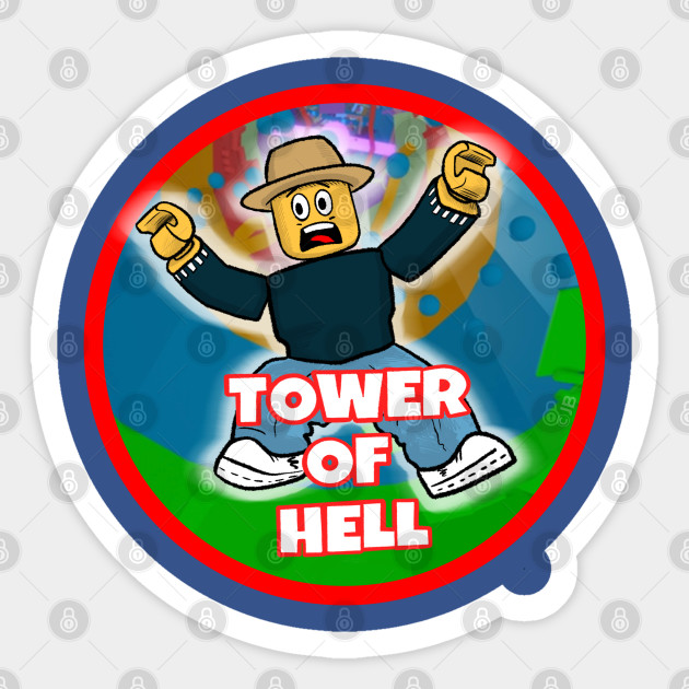 Tower Of Hell Cartoon Roblox Sticker Teepublic - roblox noob birthday boy it s my 7th birthday fun 7 years old gift roblox sticker teepublic