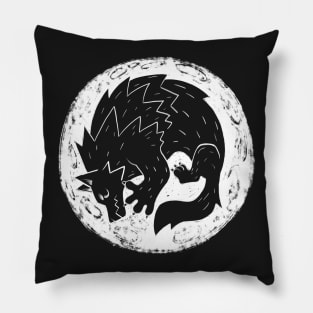 Woodcut Werewolf - White Moon Pillow