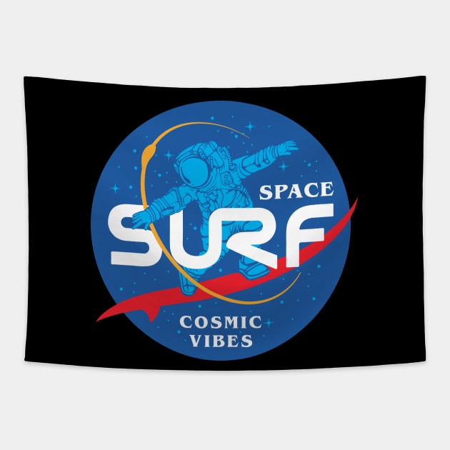 Space Surf (Cosmic Vibes) Tapestry by CHAKRart