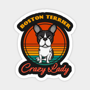 Crazy Boston Terrier Lady Dog puppy Lover Cute Sunser Mother's Day Magnet