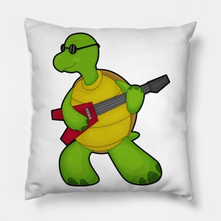 Turtle at Music with Guitar & Sunglasses Pillow