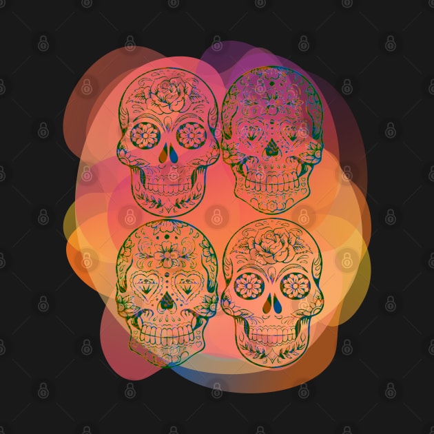 Colorful Day of the Dead Skulls by Mazzlo Shop