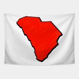 Bright Red South Carolina Outline Tapestry