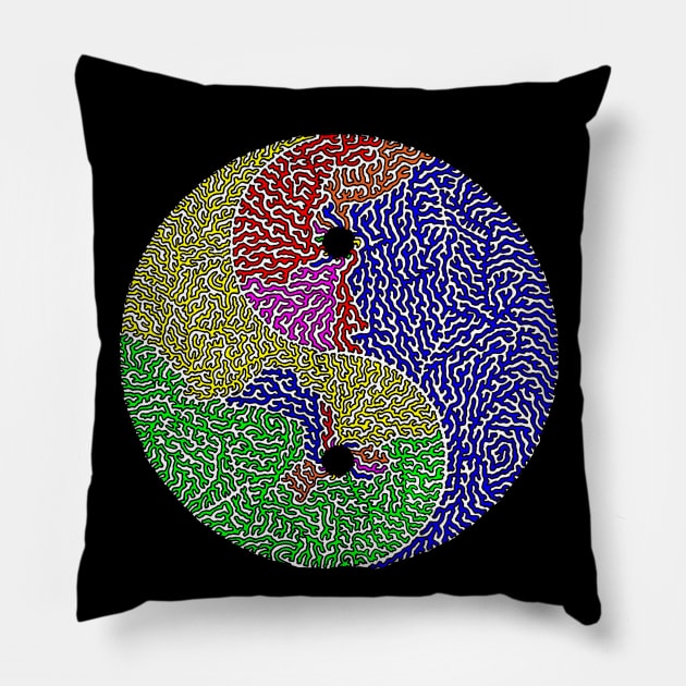 Rainbow Yin and Yang Pillow by NightserFineArts