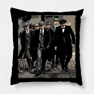 Thomas Shelby walking with the Peaky Blinders, well dressed  as abstract comic art (vers. 2) Pillow