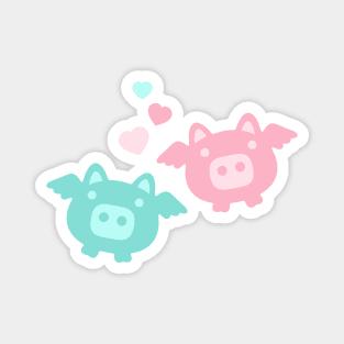 Pastel Flying Pigs in Love Magnet