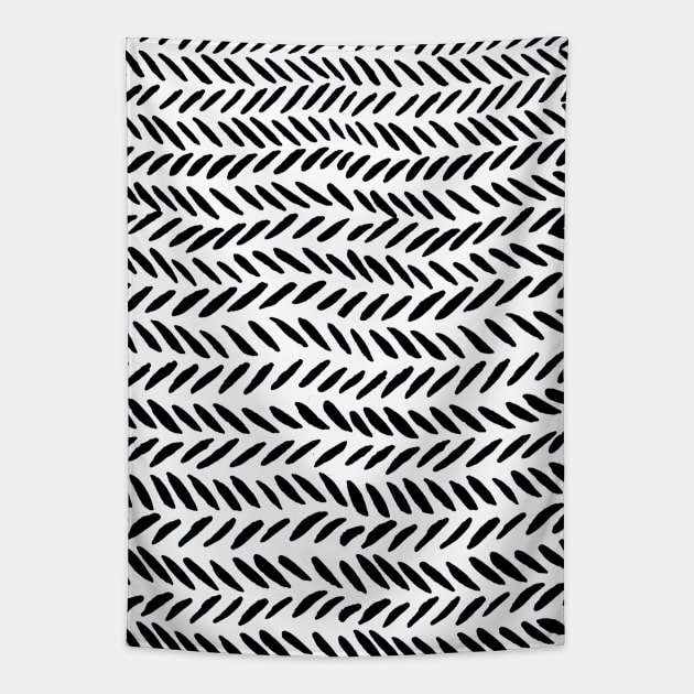 Watercolor knitting pattern - black and white Tapestry by wackapacka