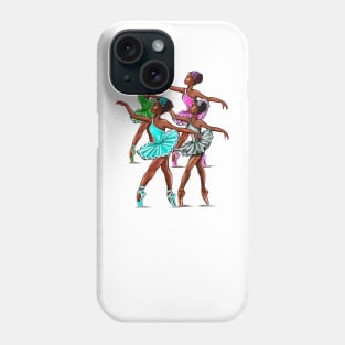 African American, Black ballerina girls with corn rows ballet dancing 9 ! black girl with Afro hair and dark brown skin wearing bright tutu. Love Ballet Phone Case