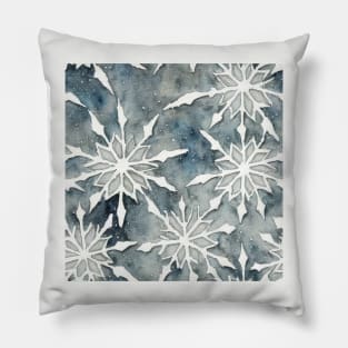 Watercolor Christmas Winter Snowflakes Pillow